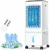 Mobile Klimaanlage Mobil Klimagerät Klimaanlage Ohne Abluftschlauch Luftkühler Ventilator mit Wasserkühlung 9,5L Wassertank 60W Verdunstungskühler Energiesparend 7h Timer Oszillierend für Zuhause/Büro