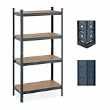 Relaxdays Schwerlastregal, 4 Ebenen, HBT 156x80x40 cm, 280 kg Tragkraft, Metall, Lagerregal Keller & Garage, anthrazit