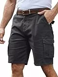 StylSense Kurze Hosen Herren Sommer Baumwolle Cargo Shorts Casual Cargohose Herren Kurz mit 6 Taschen (Dunkelgrau, XXL)