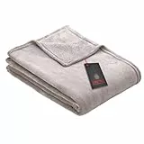 Ibena Kuscheldecke Olbia 150x200 cm - flauschig, warm & waschbar, Fleecedecke hellgrau einfarbig