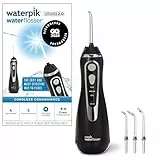Waterpik Munddusche kabellos, Cordless Advanced, Testsieger 2024, Precision Pulse Technology, bis zu 99,9 Prozent Plaque Entfernung, 4x Aufsätze, 3 individuelle Modi, Induktionsladesystem, Schwarz