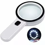 Lupe mit 12 LED, 30-fache Doppelglaslinse, beleuchtete Handlupe für Senioren, Lesen, Münzen, Briefmarken, Karte, Inspektion, Makuladegeneration