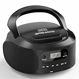CD Boombox Player, Portable Boombox CD Player with Good Sound, CD/CD-R/CD-RW Compatible, Programmable with AUX Input, Battery/Type-C Operated