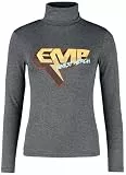 EMP Stage Collection Damen Langarmshirt Rollkragenshirt Print grau meliert L