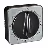 TFA Dostmann Analoger Küchen-Timer mit Edelstahlfront bis 60 min, 38.1043, Eieruhr, akustisches Signal, zum Lernen, zum Sport oder auch als Spieletimer verwendbar, schwarz
