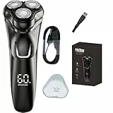 oryzon Herrenrasierer V1 Pro – Ultra-präzise 4D-Klingen und integrierter Trimmer, Rasierer Herren Elektrisch (Schwarz)