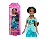 Mattel Disney Prinzessin-Spielzeug, bewegliche Jasmin-Modepuppe mit glitzernder Kleidung und Accessoires, inspiriert vom Disney-Film, Geschenk für Kinder, HLW12