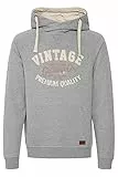 Blend Alejandro Herren Kapuzenpullover Hoodie Pullover Mit Kapuze Cross-Over-Kragen Und Fleece-Innenseite, Größe:XXL, Farbe:Zink Mix (70815)