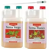 Canna Terra Vega Grow + Terra Flores Bloom Dünger Set Erde je 1L mit Pipette