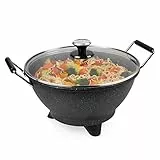 Princess Stir-Fry Elektro-Wok - 1400 Watt, 7 Liter, 35 cm Durchmesser, Regulierbarer Thermostat, Marmorbeschichtung, Schwarz, 162389