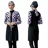 IBTOM CASTLE Bescheidene Bademode, muslimischer Badeanzug für Damen, volle Abdeckung, langer Blumendruck, islamischer Hijab, Burkini, 3-teiliges Set, Strandbekleidung, Surfen, Tauchanzug, Outfit,