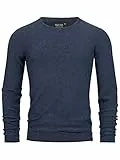 Indicode Herren Loakim Klassischer Strickpullover mit Rundhalsausschnitt | Pullover Herrenpullover Pulli meliert für Männer Navy, L