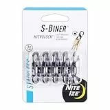 Nite IZE S-Biner MicroLock Edelstahl – Langlebiger Schlüsselhalter Karabiner Clip – S-Biner mit Verriegelungstoren – Langlebige & Starke Mini-Karabiner für Schlüsselanhänger-Zubehör – Schwarz (5