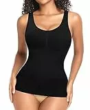 YARRCO Shape Unterhemd Damen Formende Tank Top Bauchweg Shapewear Sport Tanktop Figurformendes Trägertop Body Shaper Hemdchen Nahlos Camisole Shaping Hemd (Schwarz-Weite Träger, XL)