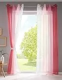 2er Pack Gardinen Vertikal Farbverlauf Druck Transparent »Modena« mit Ösen und Raffhalter, Vorhang, Dekoschal HxB 145x140 cm Rosatöne, 10000183