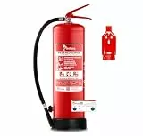 FireLoq 6L Fettbrand Feuerlöscher für Brandklasse ABF mit 34A 233B 75F ergibt 10LE Dauerdruck inkl. Prüfnachweis,Wandhalter und Manometer