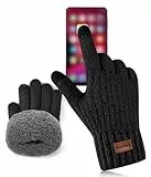 FORVEVO Handschuhe Herren, Winterhandschuhe Warme Fleece Futter, Thermo Touchscreen Strickhandschuhe Herren Damen für Outdoor Sport Täglich Laufen(Schwarz)