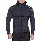 BROKIG Herren Gym Bodybuilding Kapuzenpullover Sweatjacke Sport läuft Pullover Hoodie Sweatshirt Mit Reißverschlusstaschen (L, Dunkelgrau)