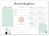 TYSK Design Schreibtischunterlage Kaktus (Design wählbar) Tischunterlage aus Papier zum Abreißen DIN A3 To Do Liste Notizblock Wochenplaner