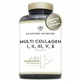 Multi Kollagen Kapseln Hochdosiert 1650mg mit Vitamin C. Hydrolysierte Collagen Peptide Typ I, II, III, V, X 180 Kapseln. N2 Natural Nutrition