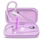 Atheewon V5.3 Bluetooth Headset, Headset Kabellos Freisprech mit ENC Dual Geräuschunterdrückung Mic, 120 Std Spielzeit In-Ear mit LED-Ladebox, Bluetooth Ohrhörer für Handy/Trucker Fahrer, Violett