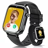SWGOTA Smartwatch Kinder mit GPS und Telefon, Kinder Smartwatch mit GPS Schulmodus, Kids Smart Watch mit Voice Chat SMS, lP68 Wasserdicht Schrittzähler Wecker SOS (Schwarz)