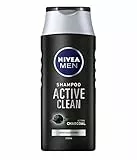Nivea Men Active Clean Shampoo, Aktivkohle-Shampoo für normales bis fettiges Haar, Tiefenreinigungsshampoo für Herren mit einem frischen, maskulinen Duft, 250 ml