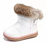 KVbaby Mädchen Warm Gefütterte Schneestiefel Baby Kinder wasserdichte Winterschuhe PU-Leder Kleinkindschuhe Weichsohlen Schlupfstiefel, Weiß, Größe 21 EU = Etikett 22