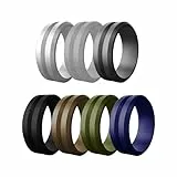 Flongo Silikon Ringe Hochzeitsring Ehering: 7 Stück Verlobungsringe Set Silikonringe für Herren Damen Gummi Ruber Rings with Silicone Hochzeit Fingerringe Sport Ring 8mm für Männer Frauen Weihnachten