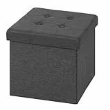 WOLTU® Sitzhocker mit Stauraum Sitzwürfel Sitzbank faltbar Truhen Aufbewahrungsbox, Deckel abnehmbar, Gepolsterte Sitzfläche aus Leinen, 38x38x38CM(LxBxH), Dunkelgrau