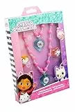 Joy Toy - Gabby's Dollhouse Schmuckset: 1 Perlenarmband mit Herzförmigem Anhänger, 1 Perlenhalskette mit Herzförmigem Anhänger, 2 Ringe in Geschenkpackung 12x2,5x18,5 cm