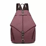Kono Rucksack Canvas Daypack Damen Rucksäcke Vintage Umhängetasche Groß Schulterrucksäcke Reisetasche für Reise Outdoor Schule Rot