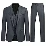 YOUTHUP Anzug Herren 3 Teilig Anzüge Slim Fit 2-Knopf Herrenanzug Modern Formell Sakko Weste Hose für Business Hochzeit, Grau, L