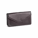 Demenbrieftasche Etui Portemonnaie aus echtem Vollnarben-Kalbsleder mit Münzfach und Druckknopf von DUDU Bordeaux