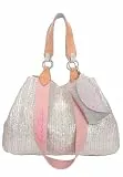 Fritzi Izzy Medium Limited Painted Straw Damen Shopper Schultertasche Strandtasche Beach Bag Festival Tasche mit großem Hauptfach 29 x 42 x 15 cm, Silver Nature