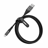 OtterBox verstärktes, umflochtendes Premium USB-A auf Lightning Kabel, Mfi Zertifiziert, Ladekabel für iPhone und iPad, Ultra-Robust und getestet auf Biegsamkeit und Flexibilität, 2M, Schwarz