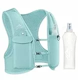 Zelvot Laufweste für Damen und Herren, Europäisches Originalpatent, Verstellbare Brustgurte, Trinkweste Laufen mit 500ml Wasserflasche, Reflektierender Trinkrucksack mit Handyhalterung (Hellblau, M/L)