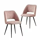 B&D home® Esszimmerstuhl Vicky 2er Set – Polsterstuhl aus hochwertigem Kordsamt in Rosa, ergonomisch & stabil, Metallbeine Schwarz, modern Industrial Design für Esszimmer, Küche & Büro