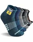 Niofind Merino Wandersocken Damen Herren, Atmungsaktiv Quarter Sneaker Socken Wollsocken, Gepolstert Laufsocken Kurze Sportsocken für Alltag Sport Outdoor 6 Paar
