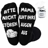 Belillpipi Mama Geburtstagsgeschenk, Geschenke für Mutter, Socken mit Spruch Bitte nicht stören Mama ruht ihre Augen aus Lustige Geschenk für Geburtstag Muttertag Socken 36-45(Schwarz)