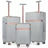 HOMELUX Kofferset 3 Teilig Silber Hartschale Reisekoffer ABS Leicht Trolley Rollkoffer Hartschalenkoffer Set - M-L-XL