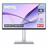 BenQ MA270U 27 Zoll 4K 3840x2160 Monitor für MacBook Pro/Air, Dual USB-C, 90W-Stromversorgung, Mac Color Match, USB-Hub, Helligkeits- und Lautstärkeregelung auf Mac, Verstellbarer Fuß, P3-Farbraum