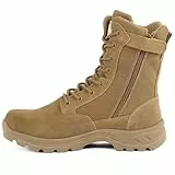 LUDEY Einsatzstiefel Herren Rutschfest Kampfstiefel Bequem Springerstiefel Militärstiefel YKK-Seitenreißverschluss Tactical Boots Armeestiefel zum Wandern Braun 42EU
