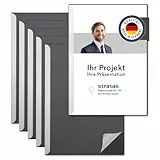 STRATAG Klemmmappen Klemmschienen-Set mit transparentem Deckel aus PP Kunststoff sowie Binderücken aus stabilem 350 g/m² Karton (Graphitgrau, 5 Stück)