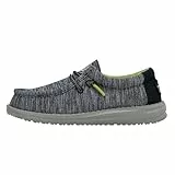 Hey Dude Wally Youth Stretch Moc Toe Shoes, Navy, 33 EU