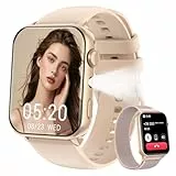 IOWODO Smartwatch Herren Damen 2025 | Bluetooth Anrufe & LED-Leuchte | SpO2 & Schlafüberwachung | 350mAh (6+ Tage) | 2 Armbänder (Silicone/Nylon) | Fitnessuhr für Android & iOS