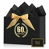 BBLIKE Geschenktüten Set geschenktüte schwarz gold geschenktütchen mit Grußkarten und Sydney Paper geschenktüten mit schleife Geschenkverpackung für Geschenk 60 Geburtstag Jahrestag Feier