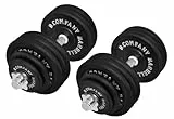 Guss Kurzhantel-Set 80Kg (2 x Kurzhantelstange 45cm, 4x1,25, 4x2,5 und 12x5Kg Hantelscheiben) Hantelset Hanteln Gewichte