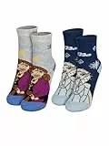 Disney Die Eiskönigin ABS Socken für Mädchen - Frozen Kinder Stoppersocken antirutsch Söckchen Grau/Blau (2er Pack) (DE/NL/SE/PL, Numerisch, 23, 26, Regular, Grau/Blau)