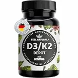 Vitamin D3 + K2 Depot - 180 Tabletten - 99,7+% All-Trans MK7 (K2VITAL®) - Hochdosiert: 5000 I.E. Vitamin D3 & 100 mcg Vitamin K2 pro Tablette - Laborgeprüft, in Deutschland produziert